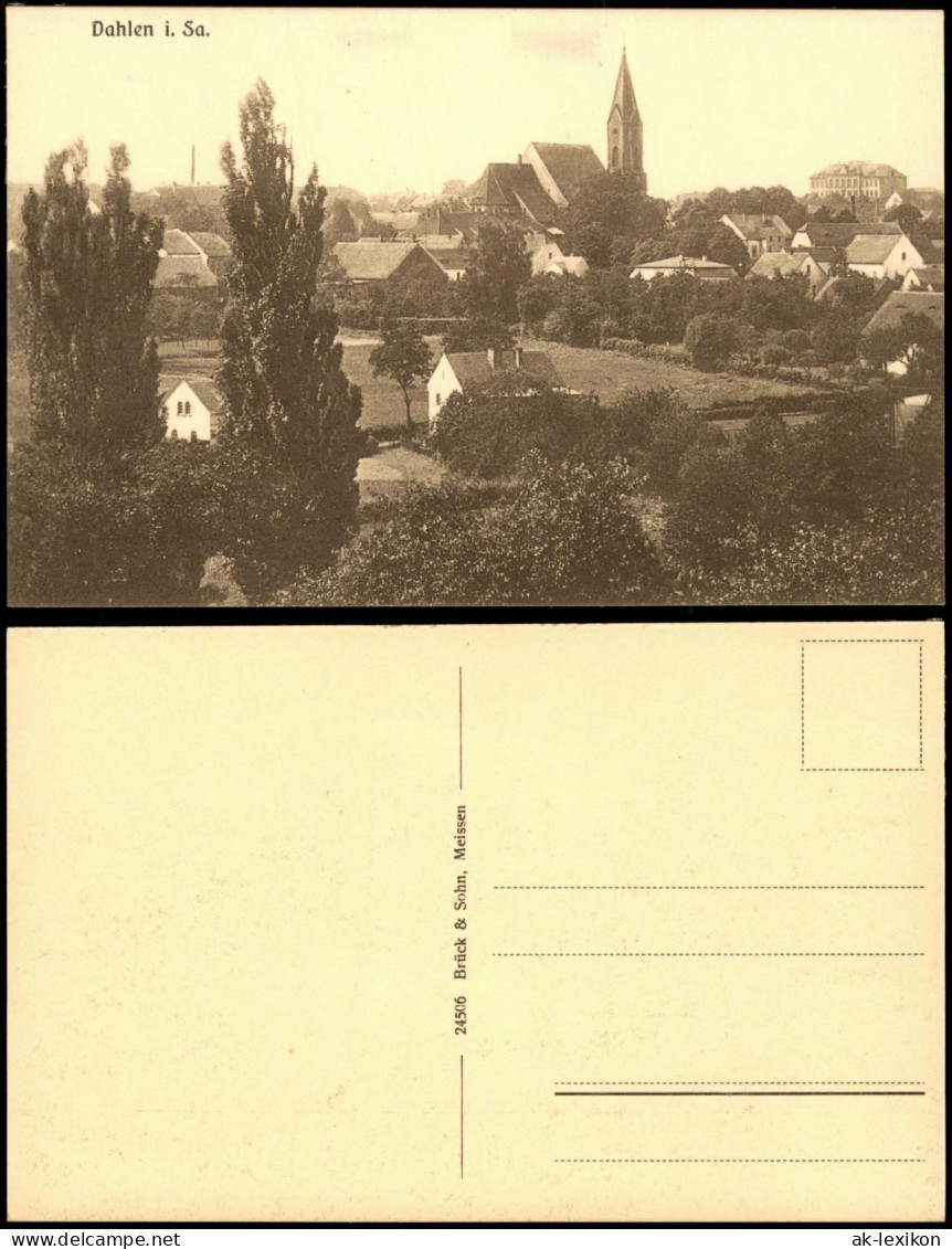 Ansichtskarte Dahlen Ortspartie mit Kirche 1928