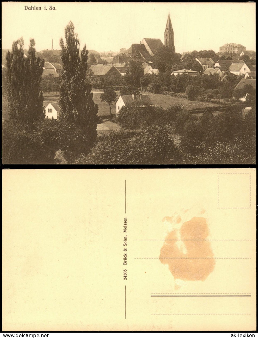 Ansichtskarte Dahlen Ortspartie mit Kirche 1928