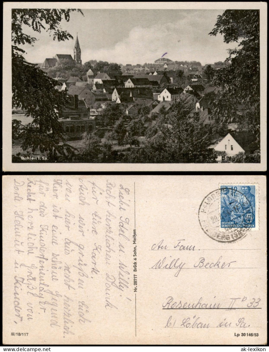 Ansichtskarte Dahlen Stadtteilansicht zur DDR-Zeit 1954