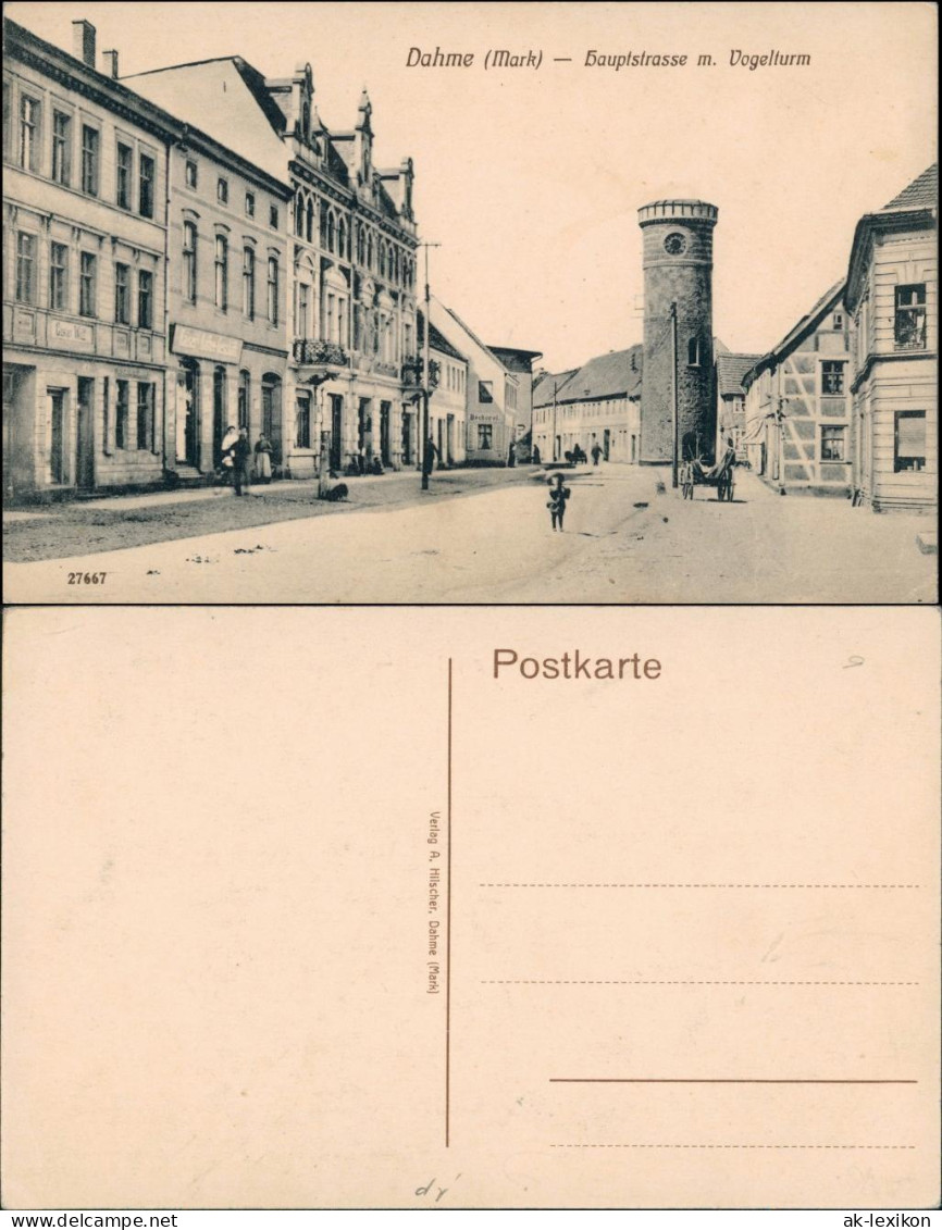 Ansichtskarte Dahme (Mark) Hauptstrasse m. Vogelturm 1913