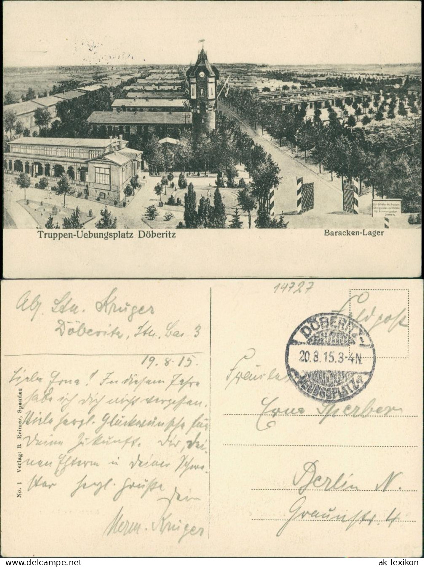 Ansichtskarte Dallgow-Döberitz Truppenübungsplatz - Baracken-Lager 1915