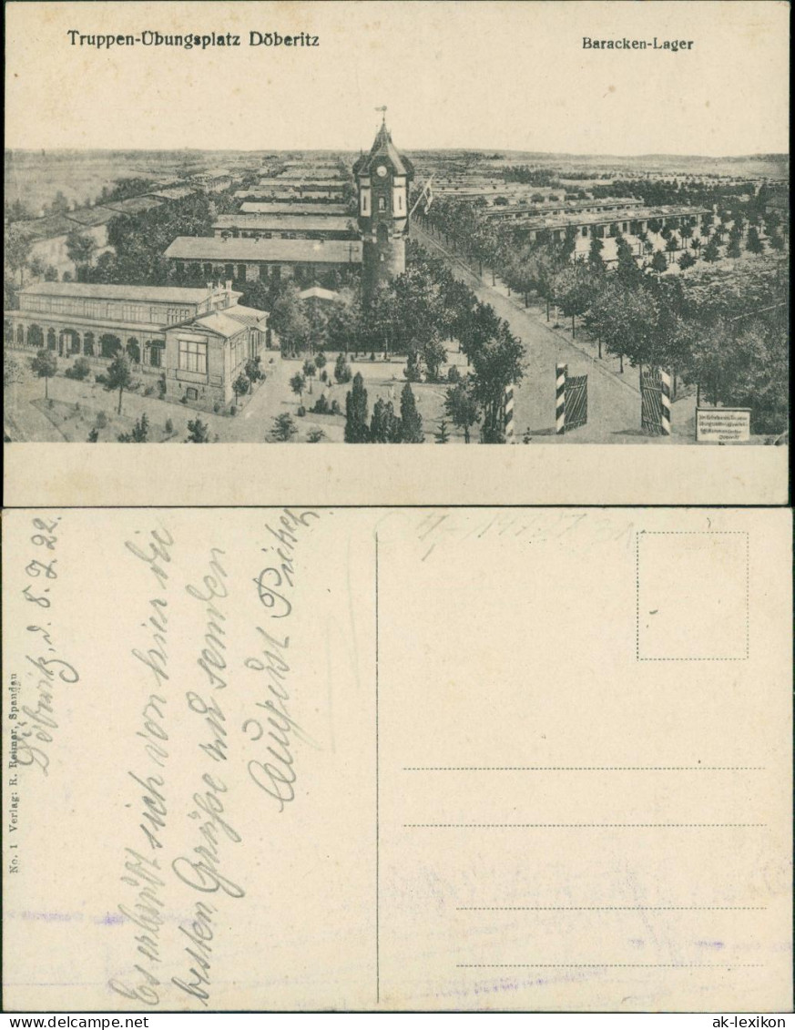 Ansichtskarte Dallgow-Döberitz Truppenübungsplatz - Baracken-Lager 1922