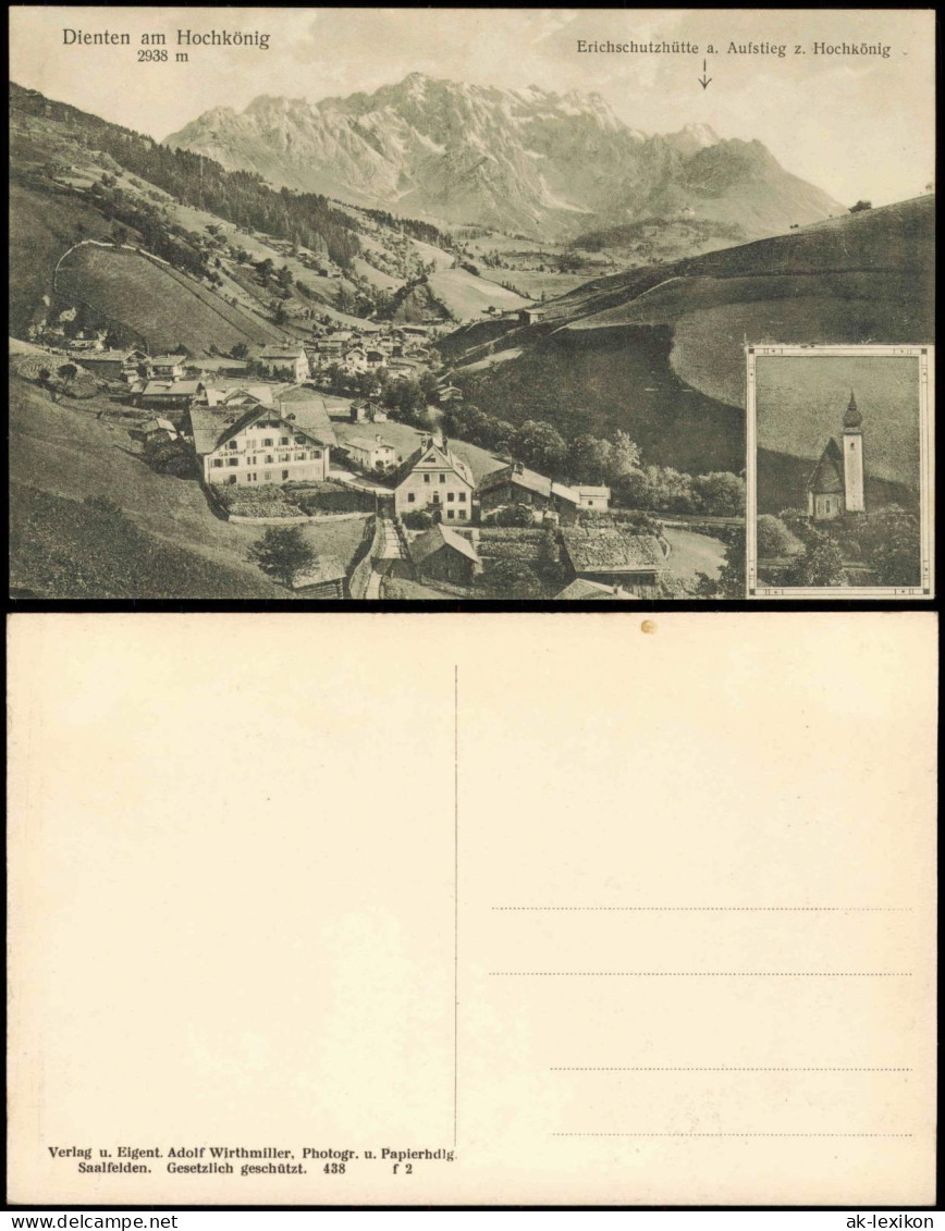 Ansichtskarte Dienten am Hochkönig 2 Bild Gasthof und Kirche 1912
