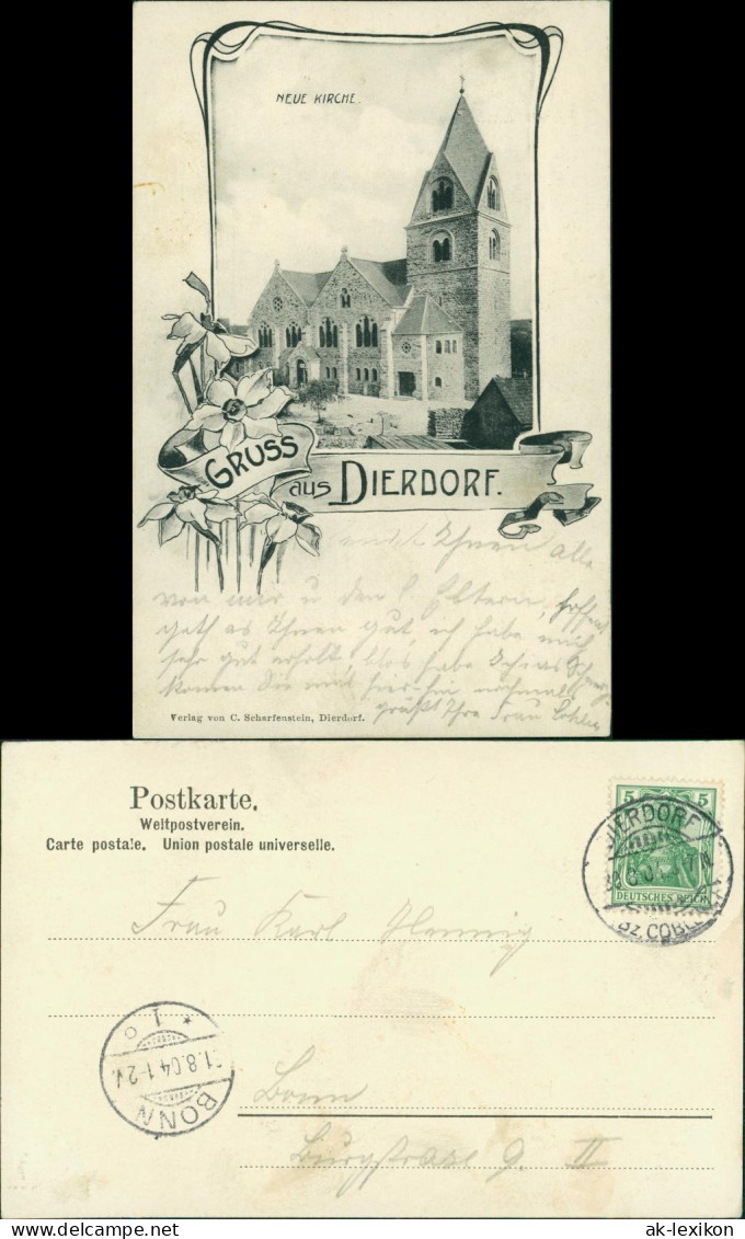 Ansichtskarte Dierdorf (LK Neuwied) Partie an der Neuen Kirche 1904