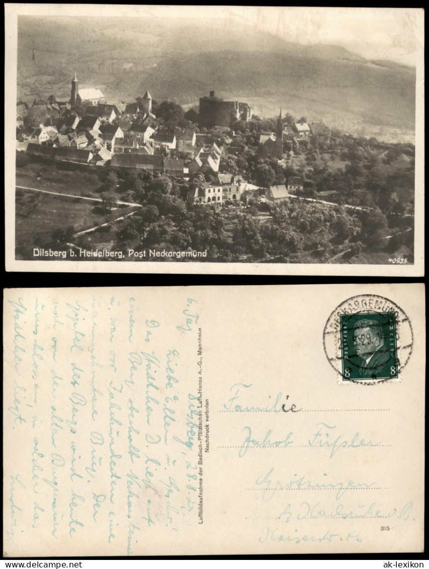 Ansichtskarte Dilsberg-Neckargemünd Luftaufnahme 1929