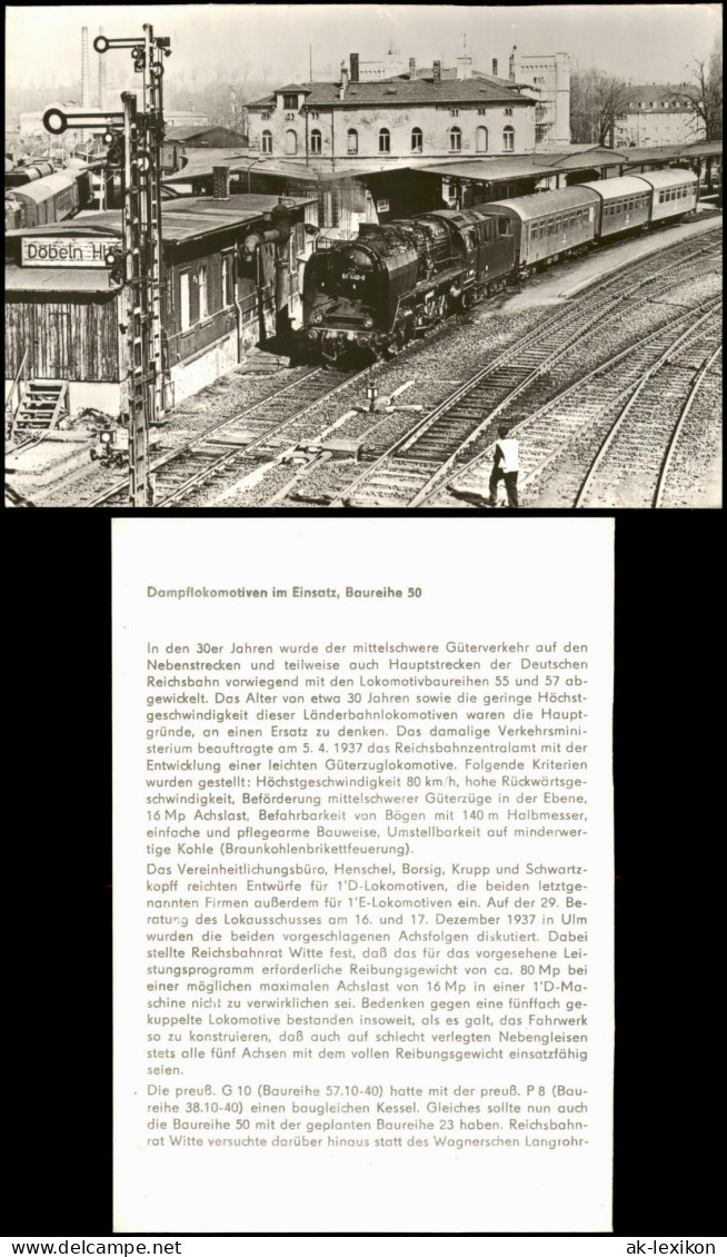 Ansichtskarte Döbeln Dampflokomotive Baureihe 50 im Hauptbahnhof Döbeln 1975
