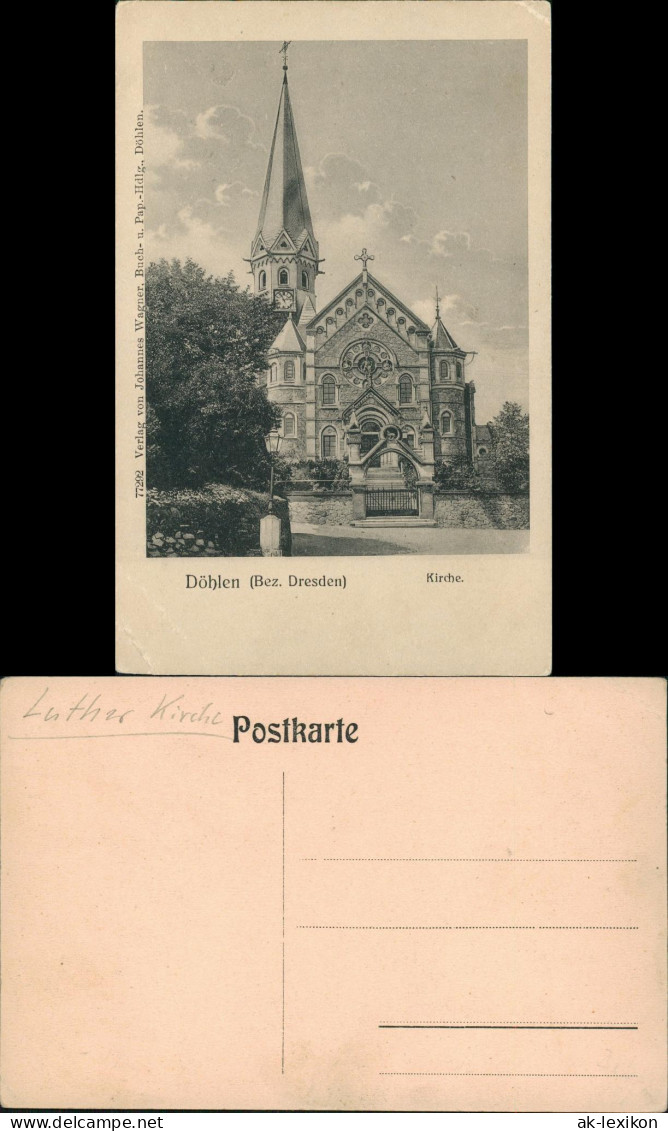 Ansichtskarte Döhlen Freital Straßenpartie - Kirche 1912