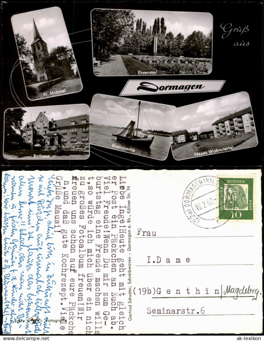 Ansichtskarte Dormagen Kirche, Ehrenmal, Neues Wohnviertel 1962