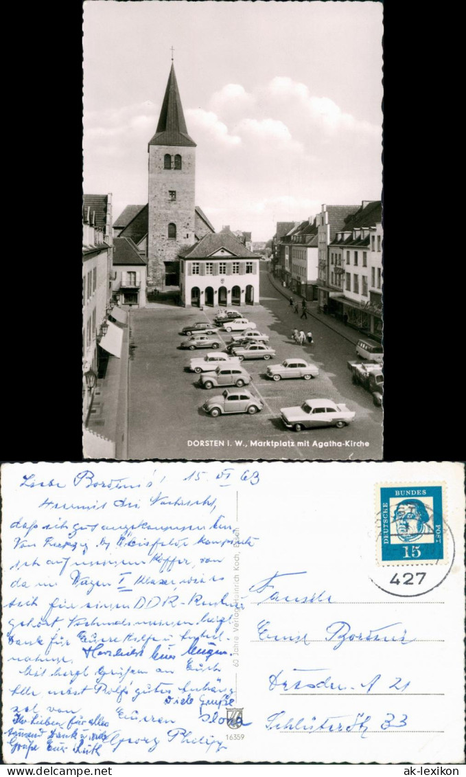 Ansichtskarte Dorsten Marktplatz VW Käfer 1963