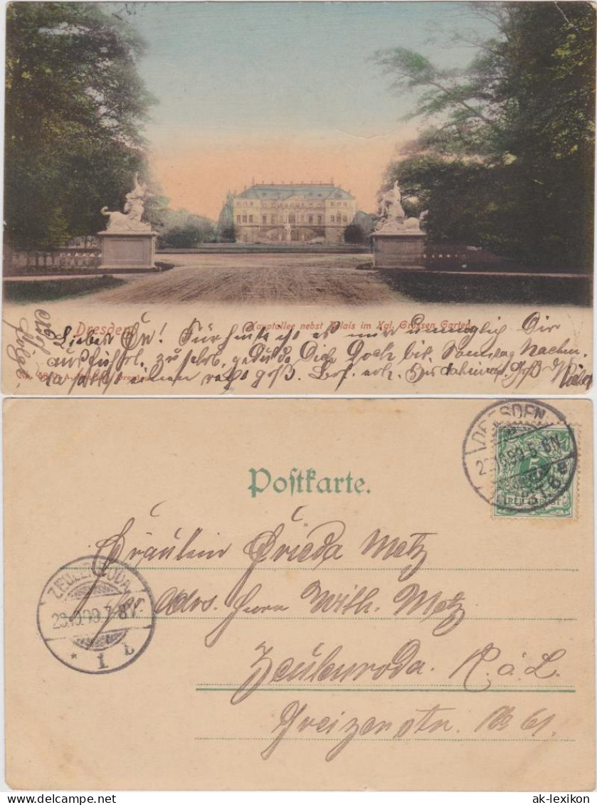 Ansichtskarte Dresden Hauptallee nebst Palais im Kgl. Großen Garten 1899
