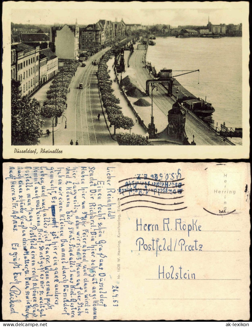 Ansichtskarte Düsseldorf Rheinallee - Kran 1953