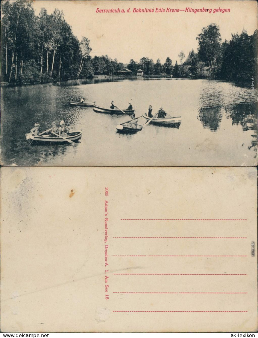 Ansichtskarte Edle Krone-Klingenberg (Sachsen) Serrenteich Restauration 1913