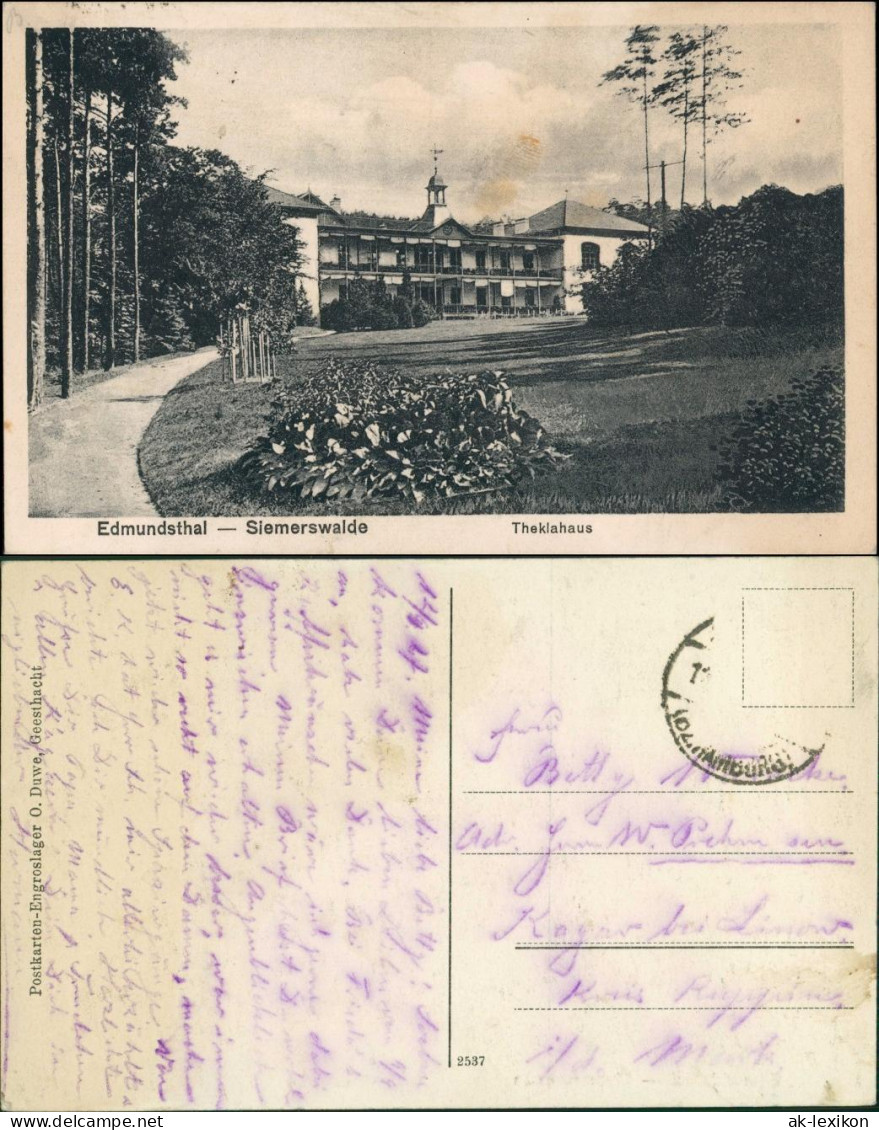 Ansichtskarte Edmundsthal-Siemerswalde-Geesthacht Theklahaus 1927
