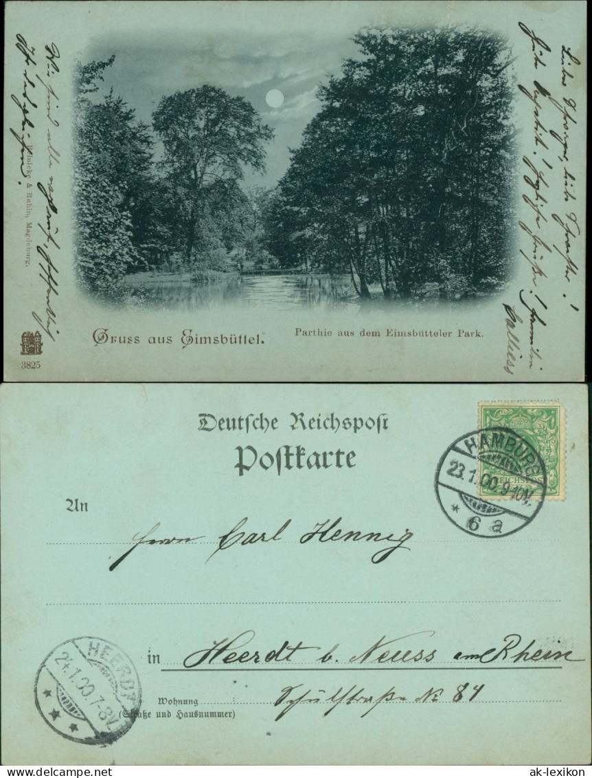 Ansichtskarte Eimsbüttel-Hamburg Mondscheinlitho: Eimsbüttler Park 1900