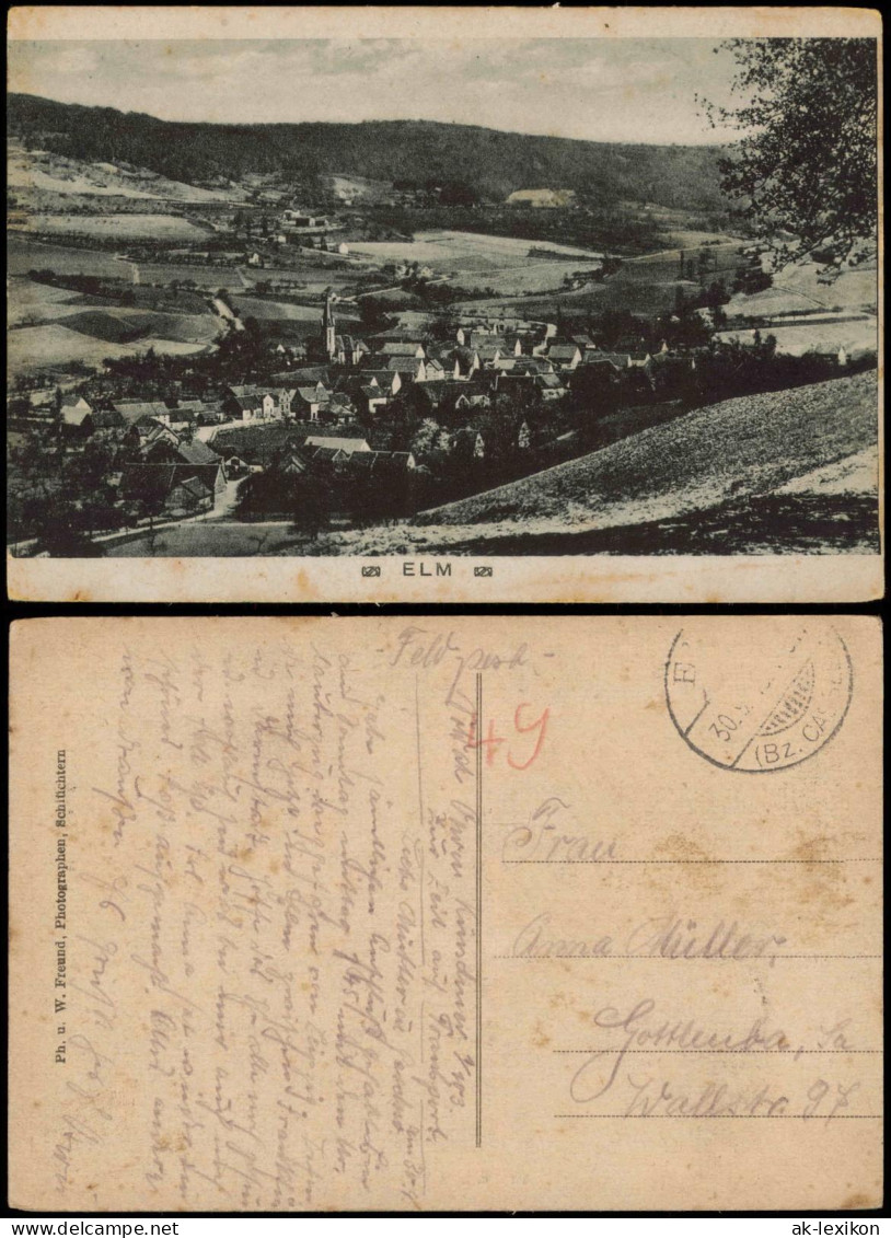 Ansichtskarte Elm-Schlüchtern (Bergwinkelstadt) Stadtblick 1919