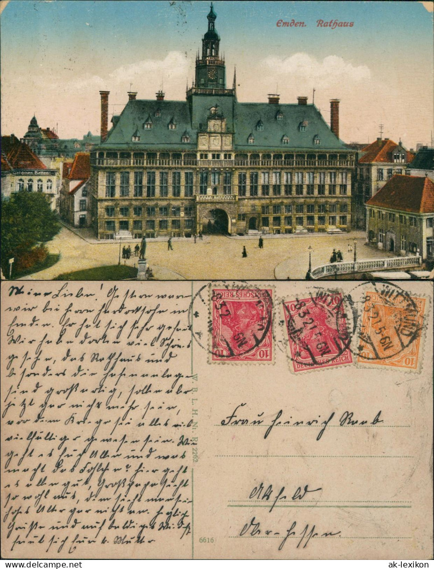 Ansichtskarte Emden Rathaus 1921
