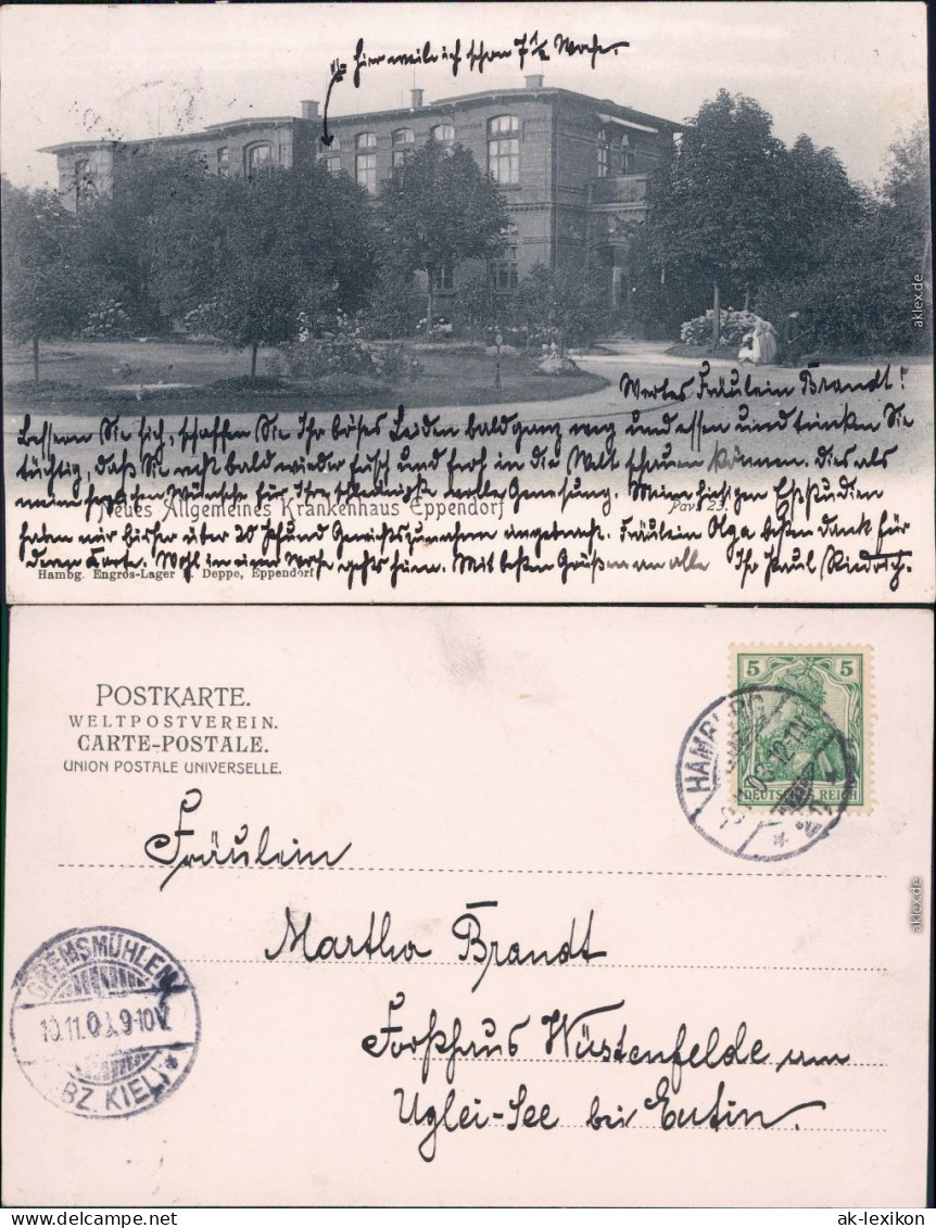 Ansichtskarte Eppendorf Hamburg Neues Allgemeines Krankenhaus - Pav. 23 1903