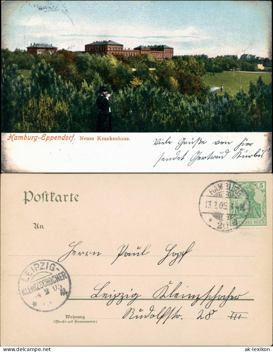 Ansichtskarte Eppendorf-Hamburg Neues Krankenhaus 1905