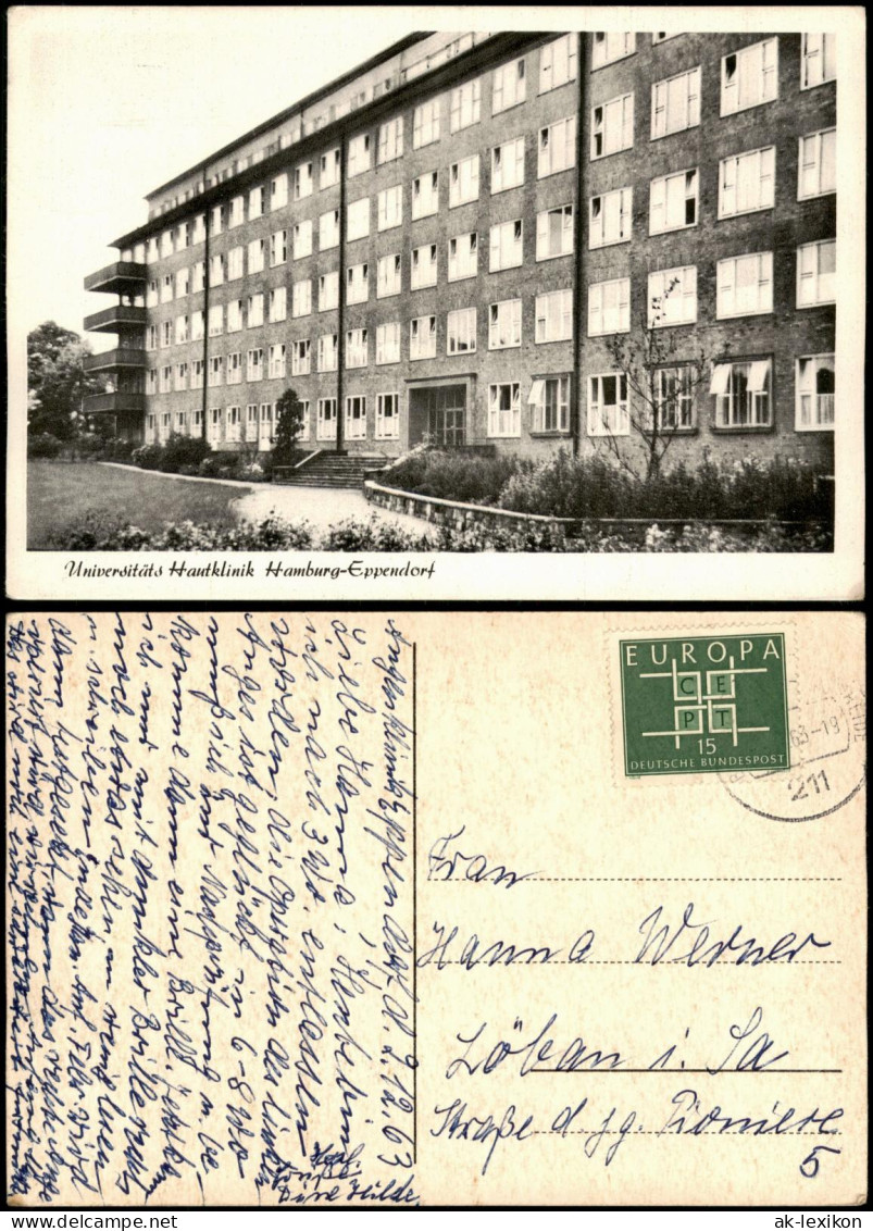 Ansichtskarte Eppendorf-Hamburg Universität Hautklinik 1963