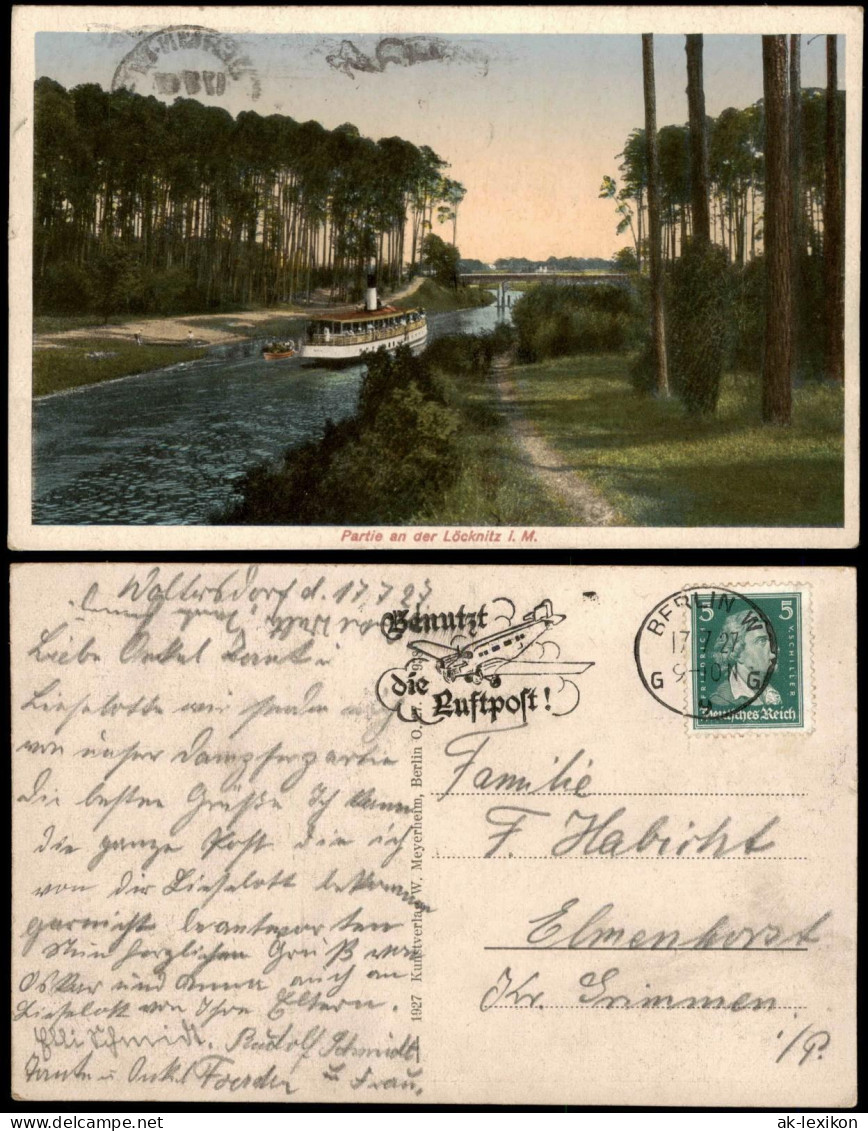 Ansichtskarte Erkner Partie an der Löcknitz - Dampfer 1927
