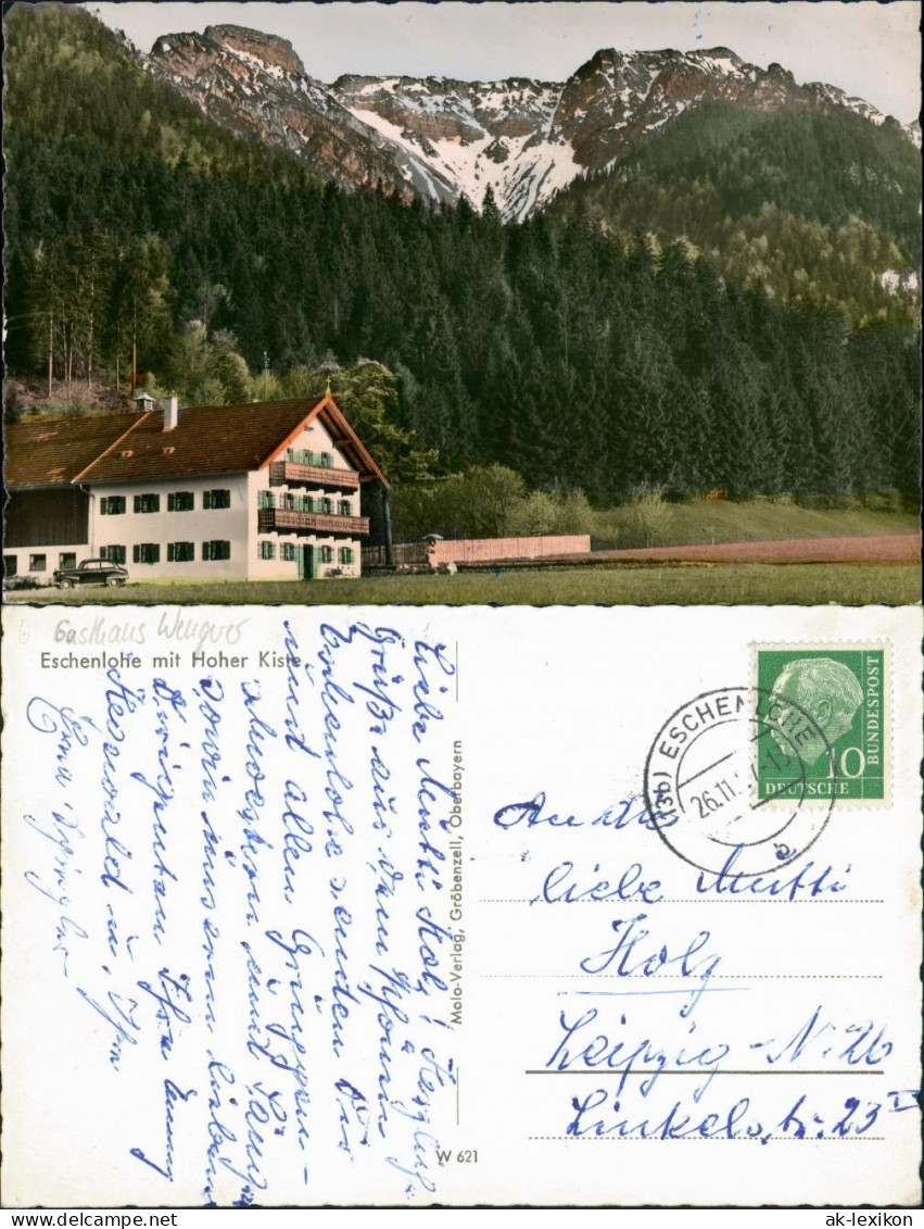 Ansichtskarte Eschenlohe-Ohlstadt Eschenlohe Gasthaus 1956