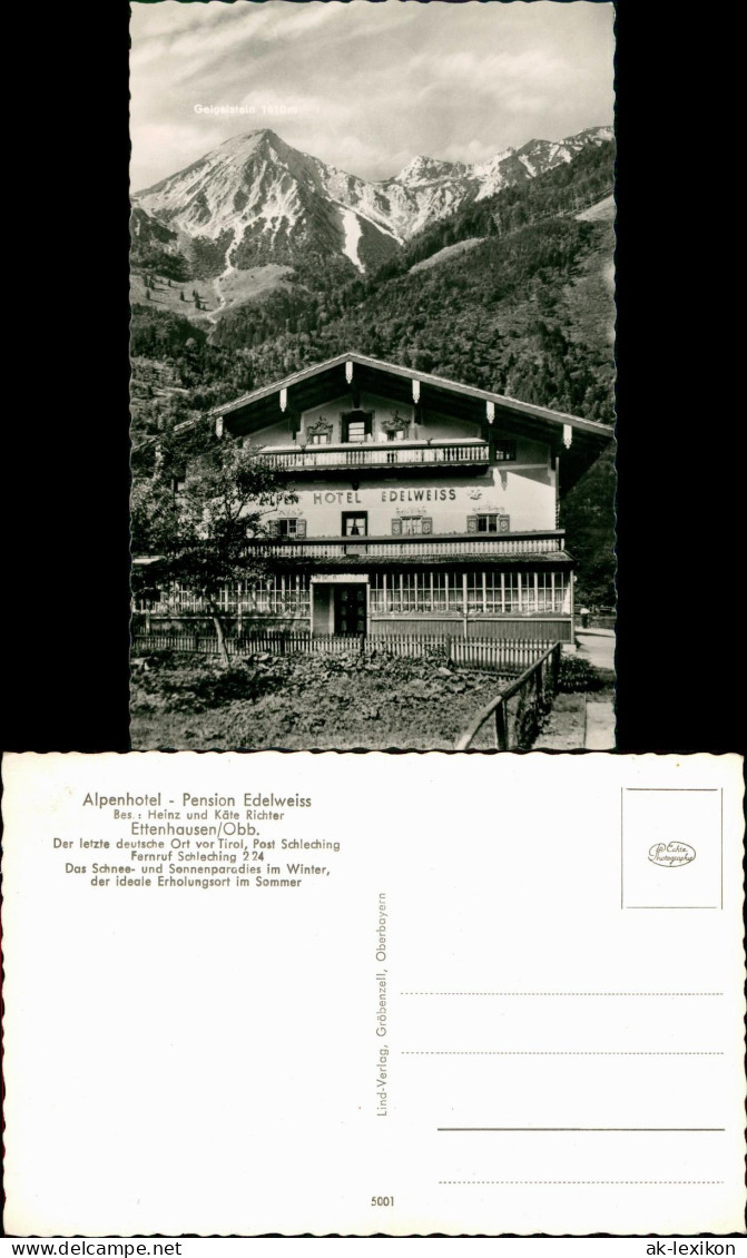Ansichtskarte Ettenhausen Alpenhotel Pension Edelweiss 1963