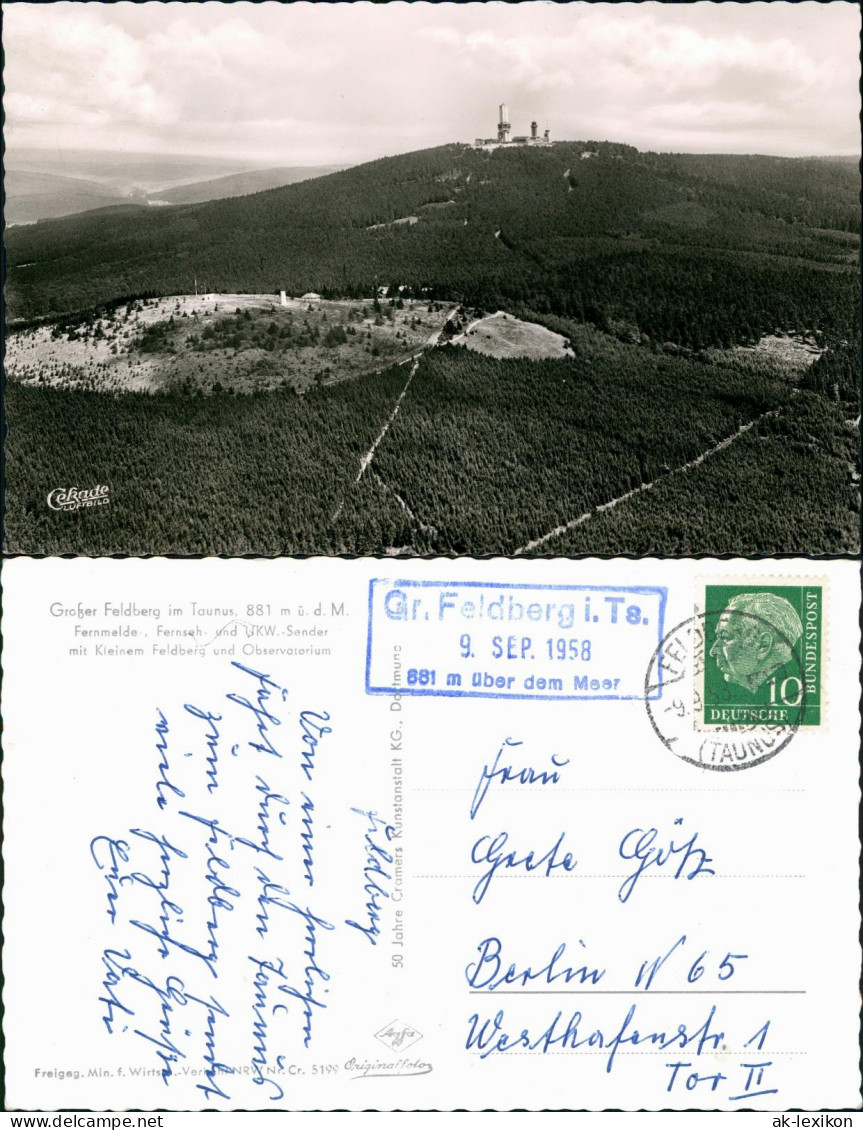 Ansichtskarte Feldberg (Schwarzwald) Luftbild großer Feldberg 1959