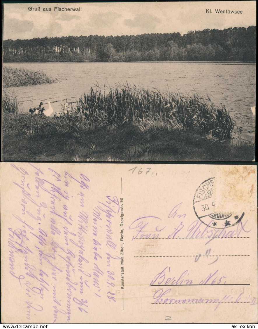 Ansichtskarte Fischerwall-Gransee Kl. Wentowsee 1922