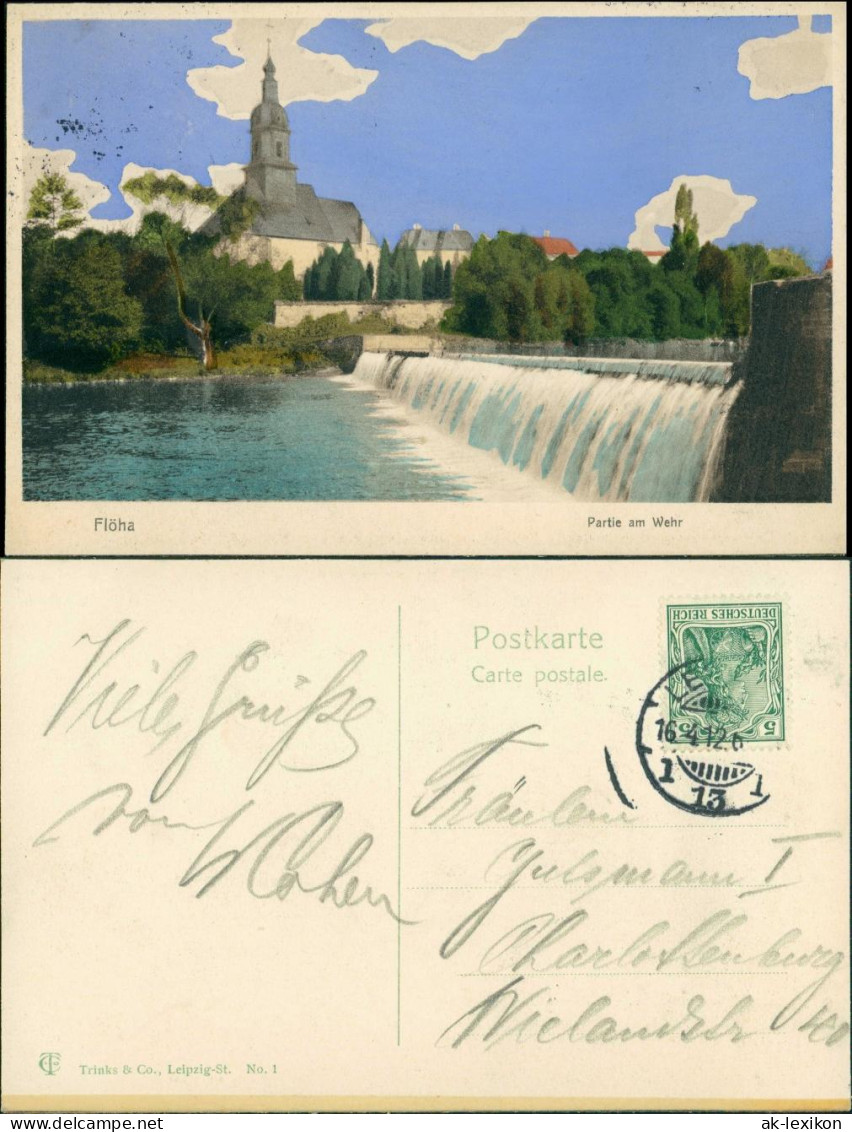 Ansichtskarte Flöha (Sachsen) Stadt, Wehr 1912
