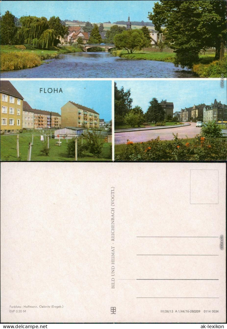 Ansichtskarte Flöha (Sachsen) Überblick, Neubaugebiet, Altbau 1976