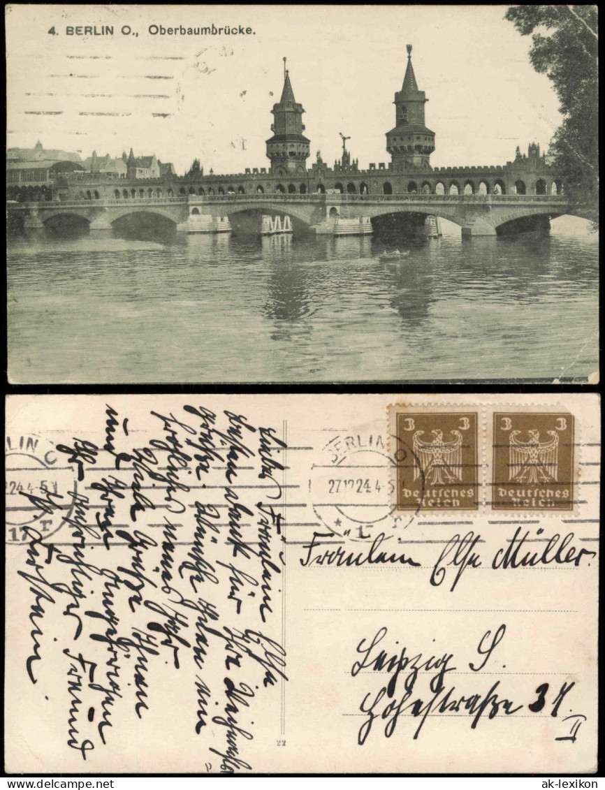 Ansichtskarte Friedrichshain-Berlin Oberbaumbrücke 1924