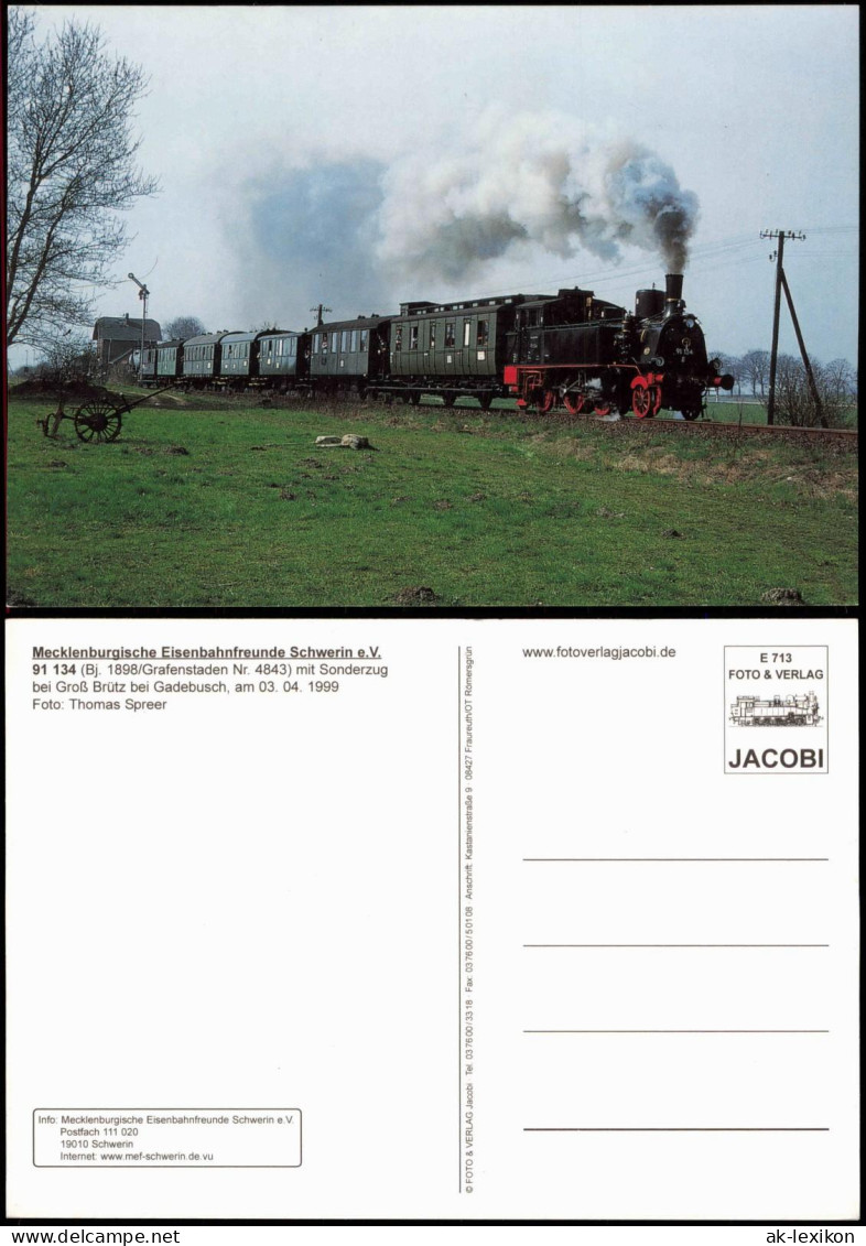 Ansichtskarte Gadebusch Dampflokomotive Eisenbahn Groß Brütz 1998