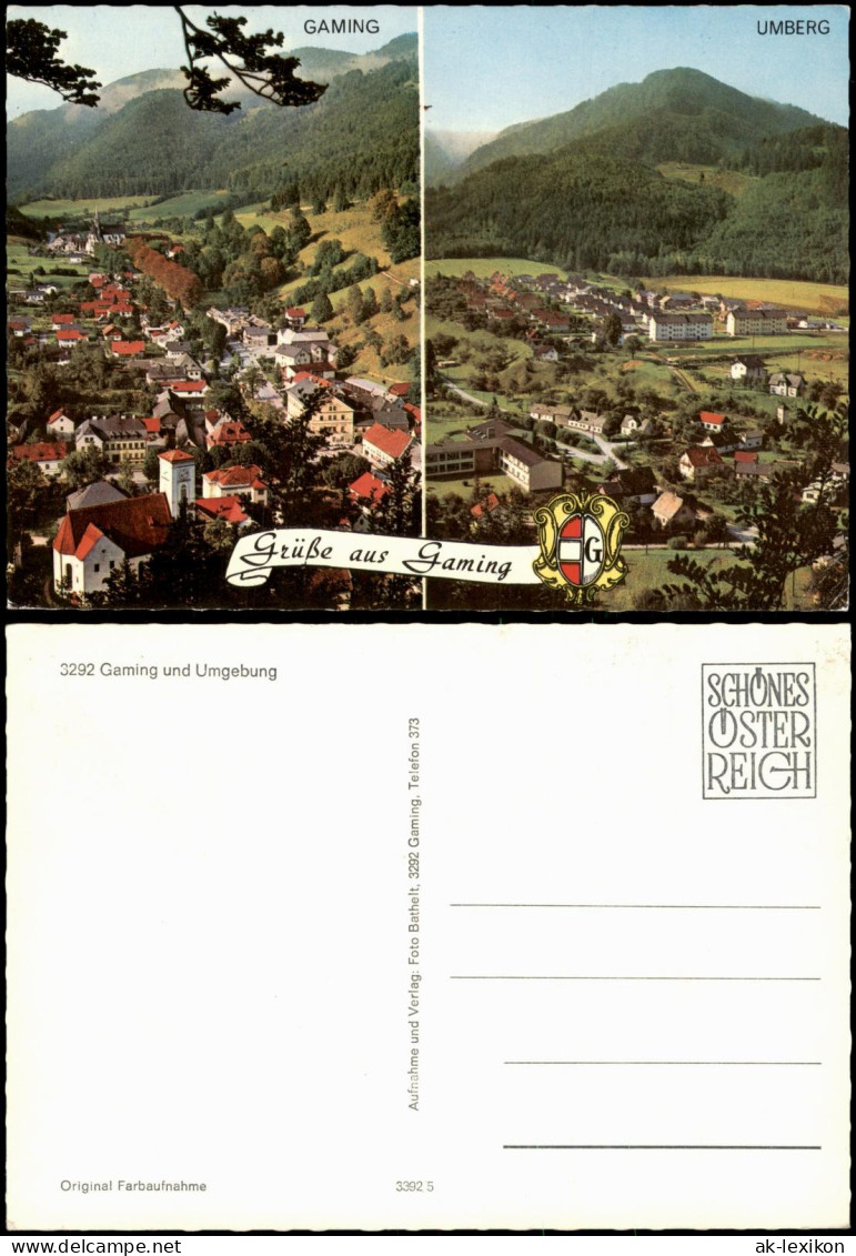 Ansichtskarte Gaming Panorama-Ansichten, Gaming und Umberg, Kirche 1955
