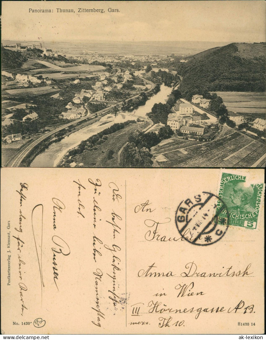 Ansichtskarte Gars am Kamp Panorama: Thunau, Zitternberg 1914