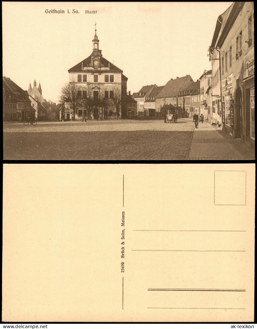 Ansichtskarte Geithain Marktplatz Amtsgericht Geschäfte 1922