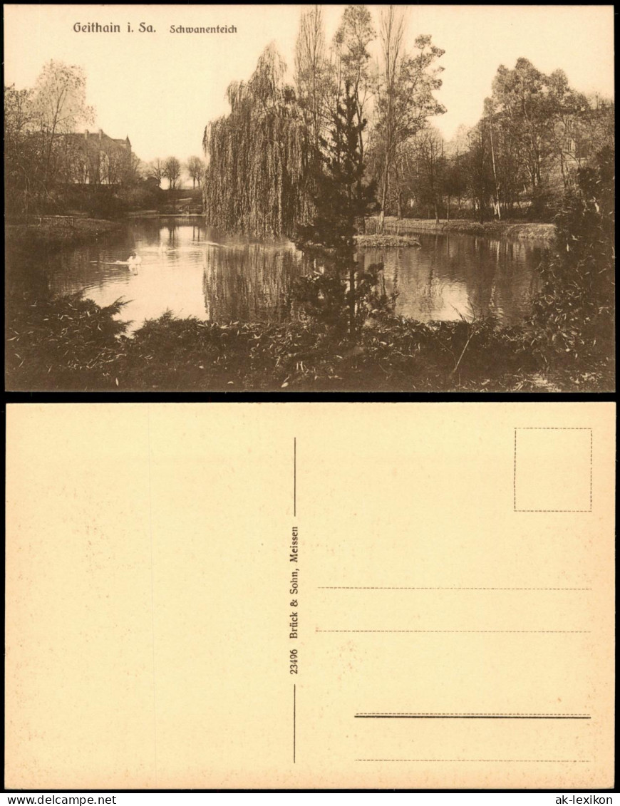 Ansichtskarte Geithain Partie am Schwanenteich 1925