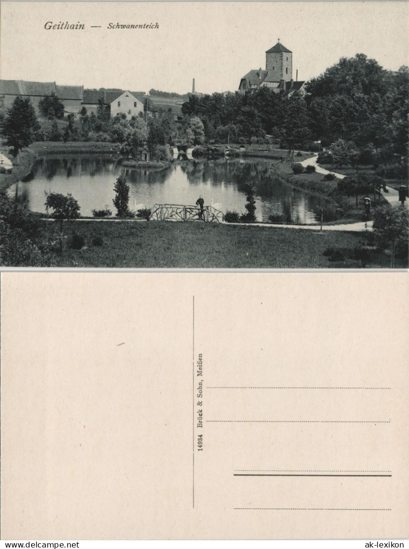 Ansichtskarte Geithain Schwanenteich - Stadt 1912