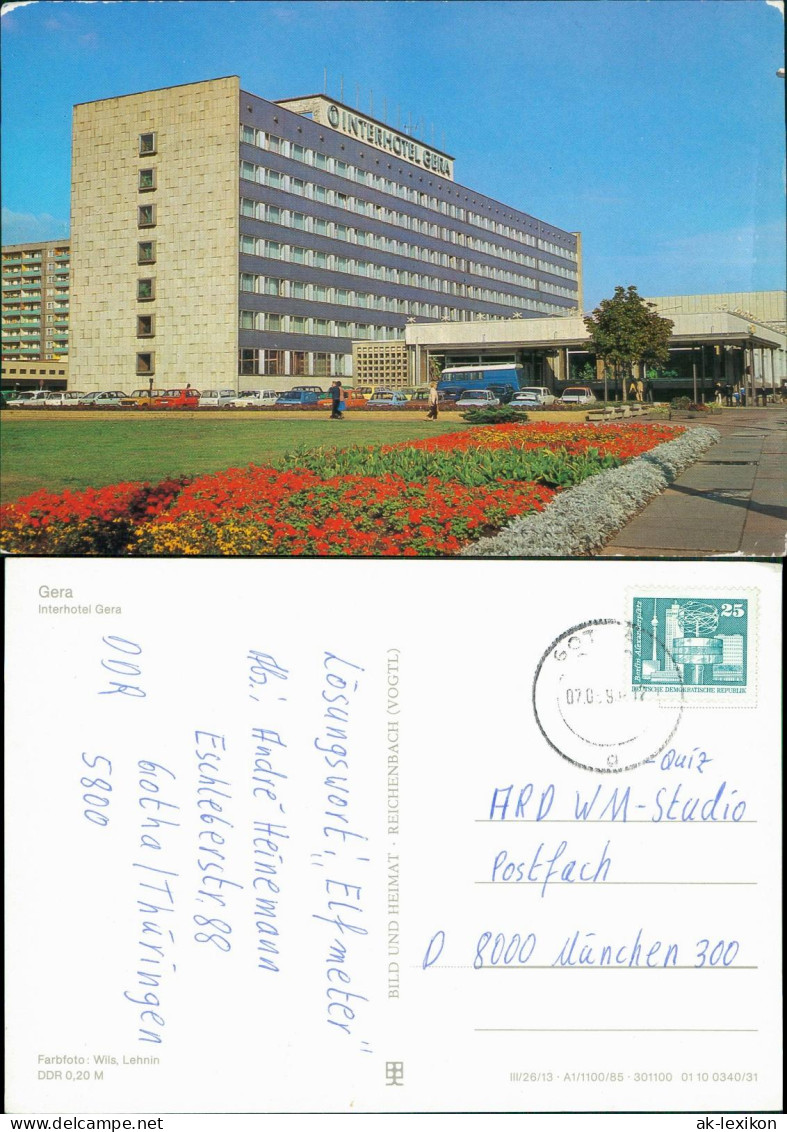 Ansichtskarte Gera Interhotel Gera 1985