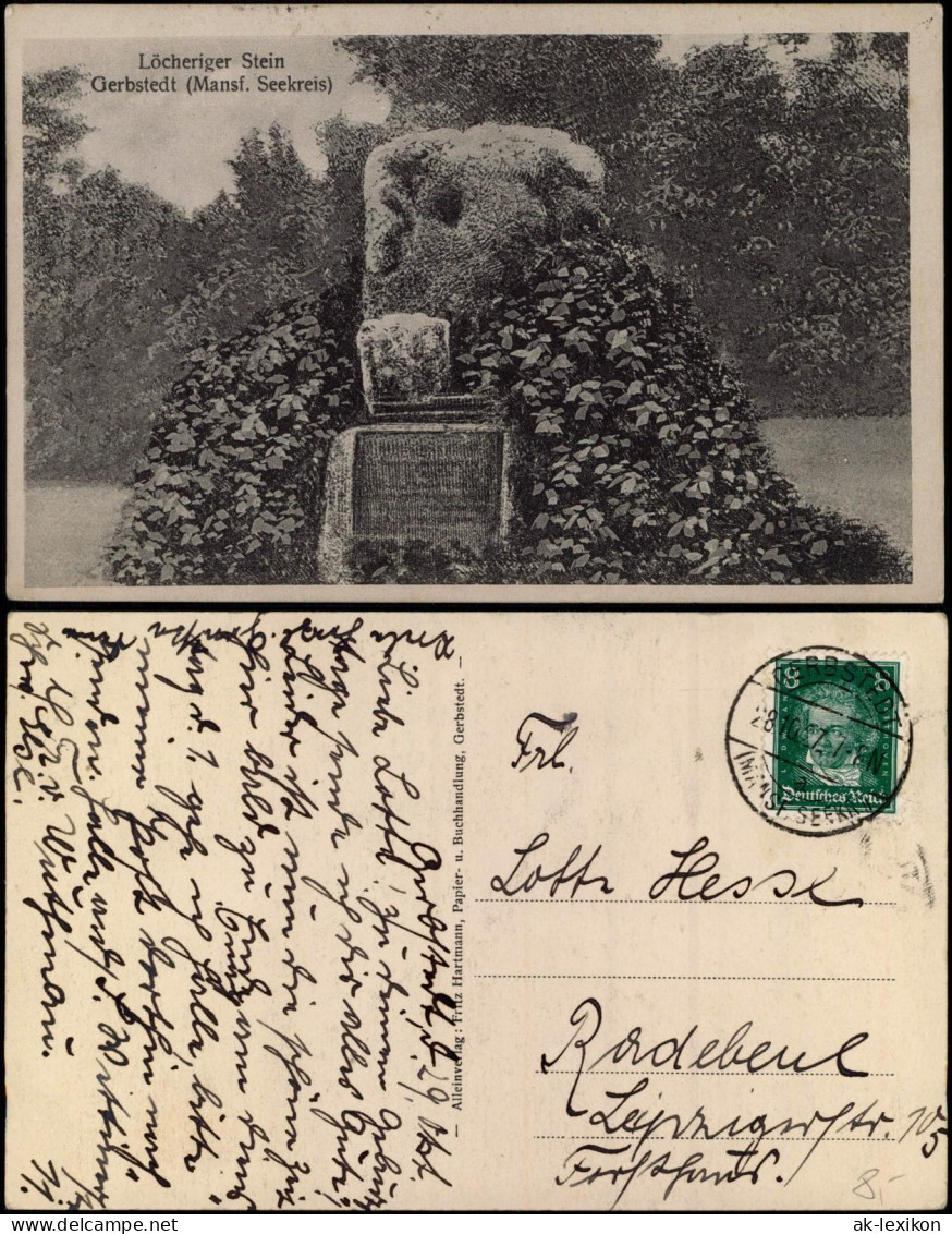 Ansichtskarte Gerbstedt Löcheriger Stein 1927
