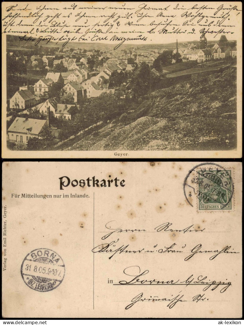 Ansichtskarte Geyer Stadtpartie 1905