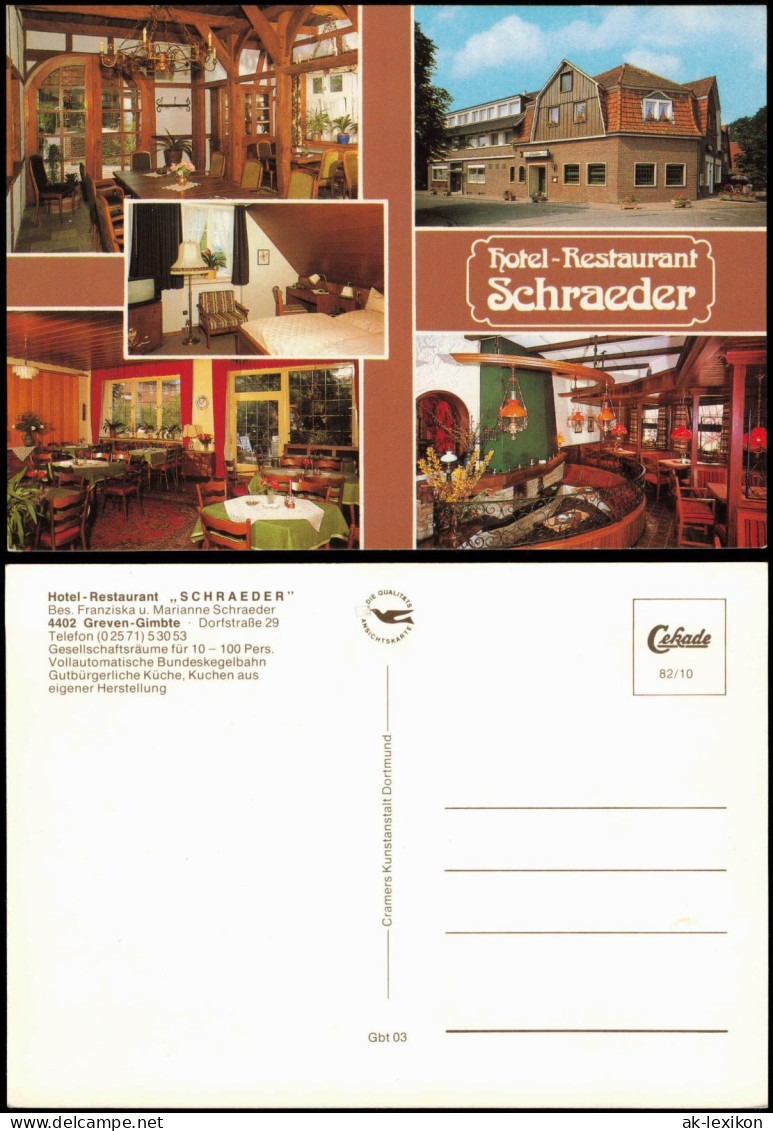 Ansichtskarte Gimbte-Greven Hotel Restaurant Schraeder MB Dorfstraße 29 1982
