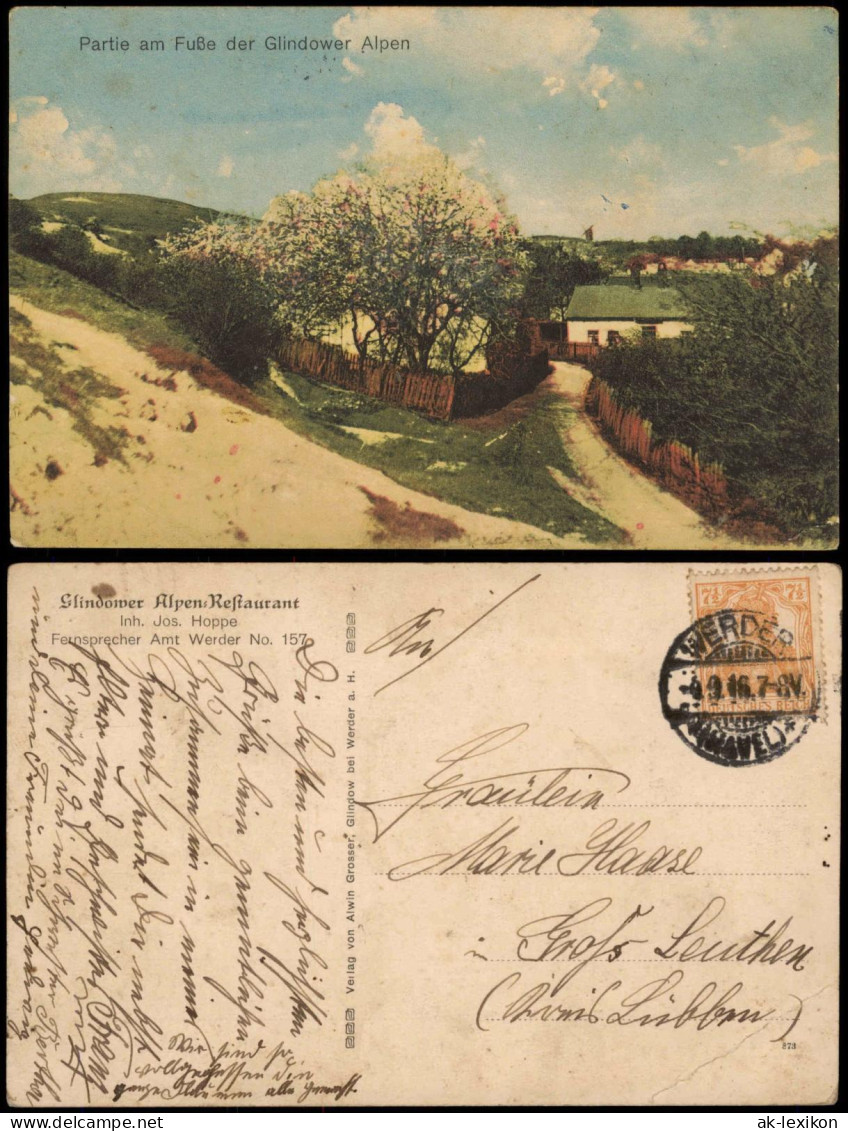 Ansichtskarte Glindow (Havel)-Werder (Havel) Glindower Alpen Restaurant 1916