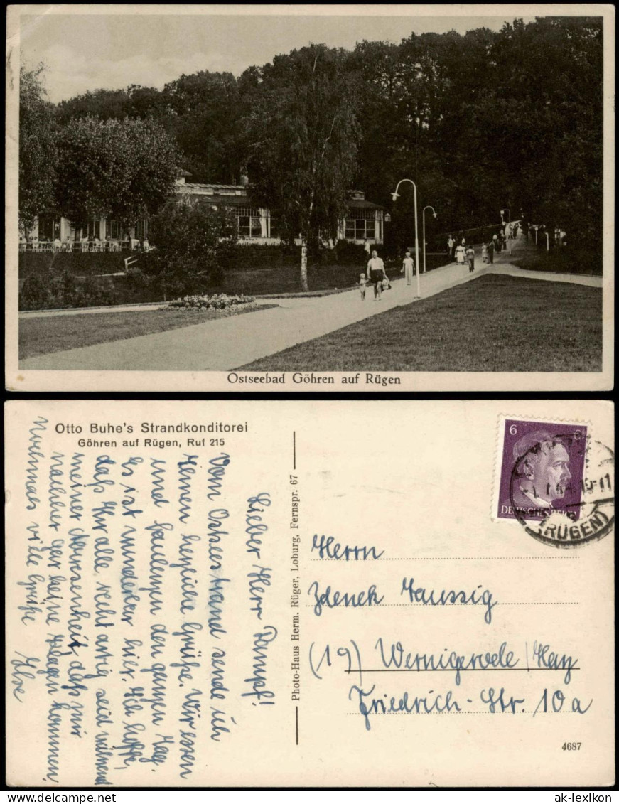 Ansichtskarte Göhren (Rügen) Otto Buhe's Strandkonditorei 1941