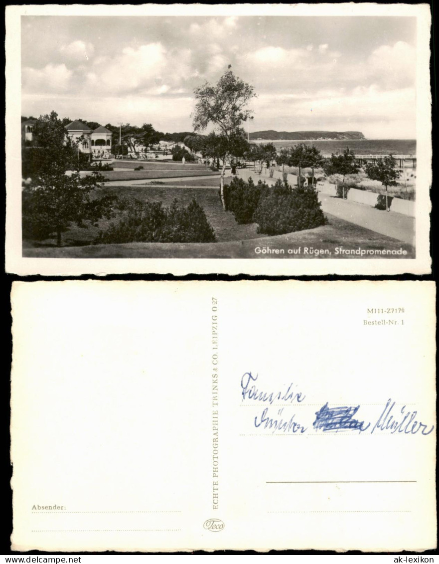 Ansichtskarte Göhren (Rügen) Strandpromenade, Fotokarte 1952