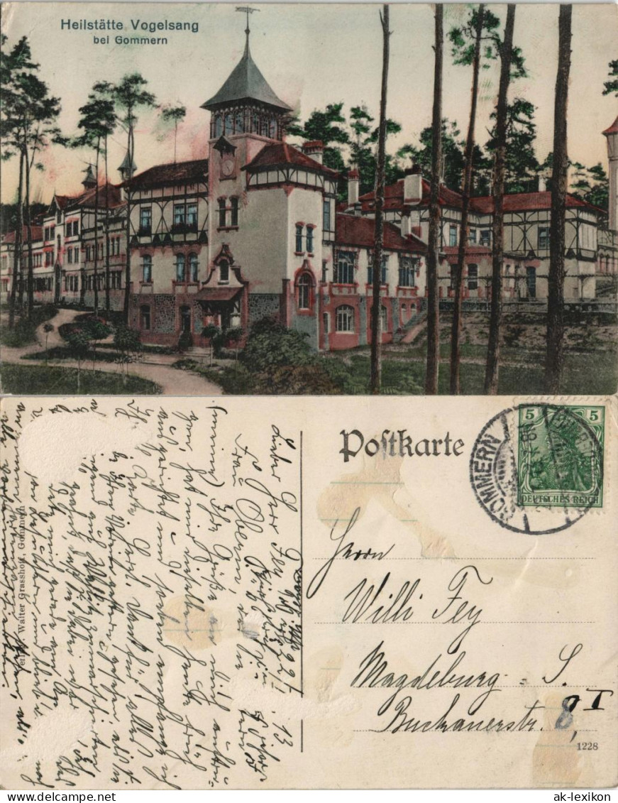 Ansichtskarte Gommern Heilstätte Vogelsang - coloriert 1913