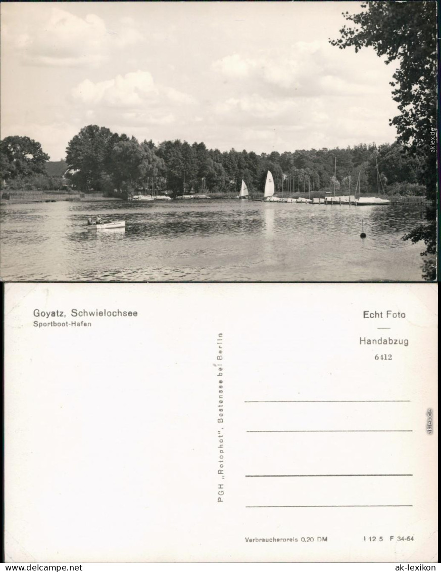 Ansichtskarte Goyatz-Schwielochsee Sportboot-Hafen 1964