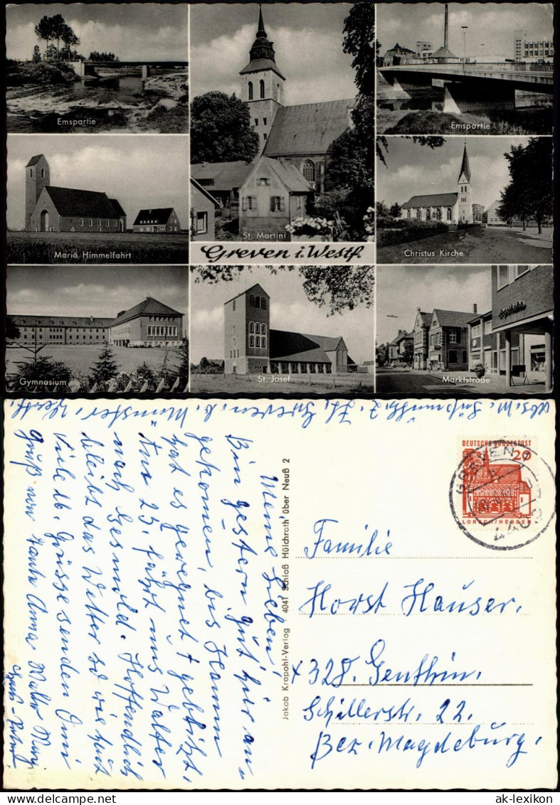 Ansichtskarte Greven Kirchem, Emspartie, Marktstraße 1967