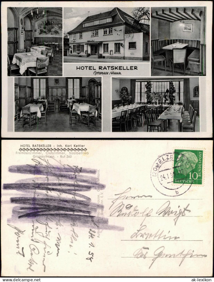 Ansichtskarte Gronau (Leine) Mehrbild Hotel Ratskeller mit Innenansichten 1959