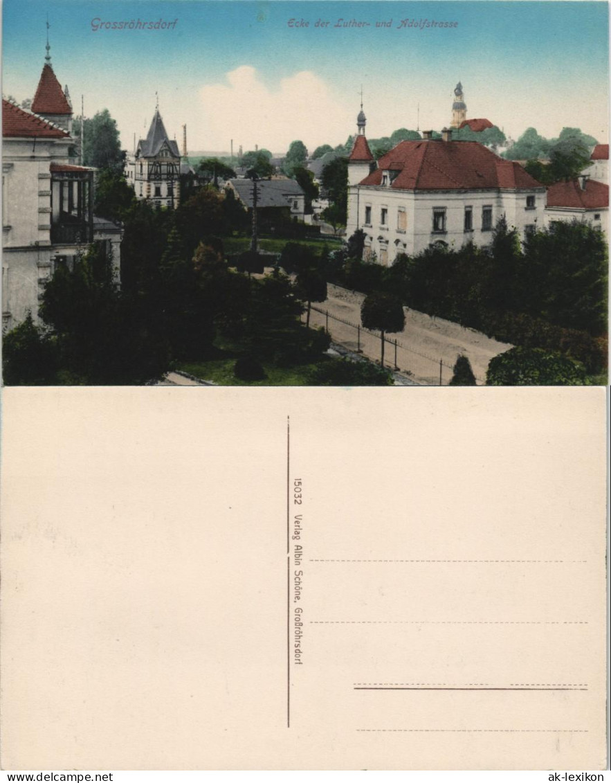 Ansichtskarte Großröhrsdorf Adolfstrasse und Lutherstraße 1908