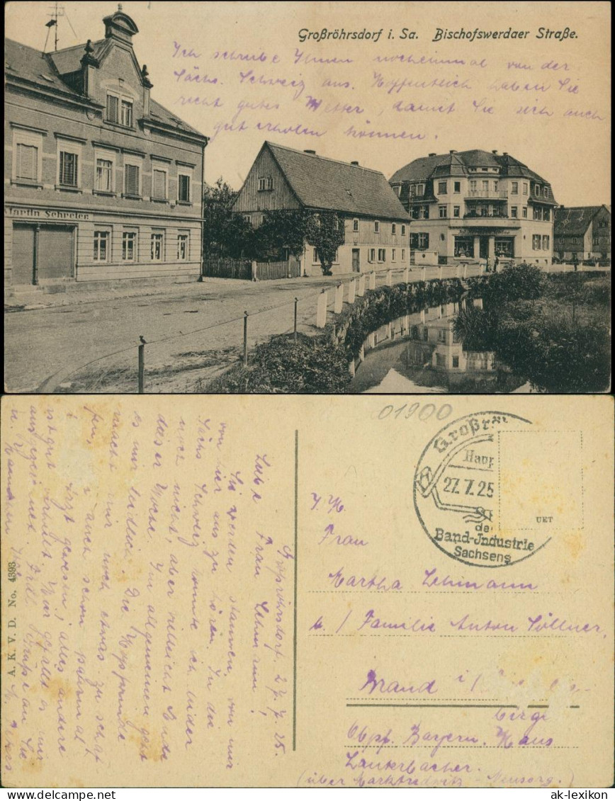 Ansichtskarte Großröhrsdorf Bischofswerdaer Straße 1916